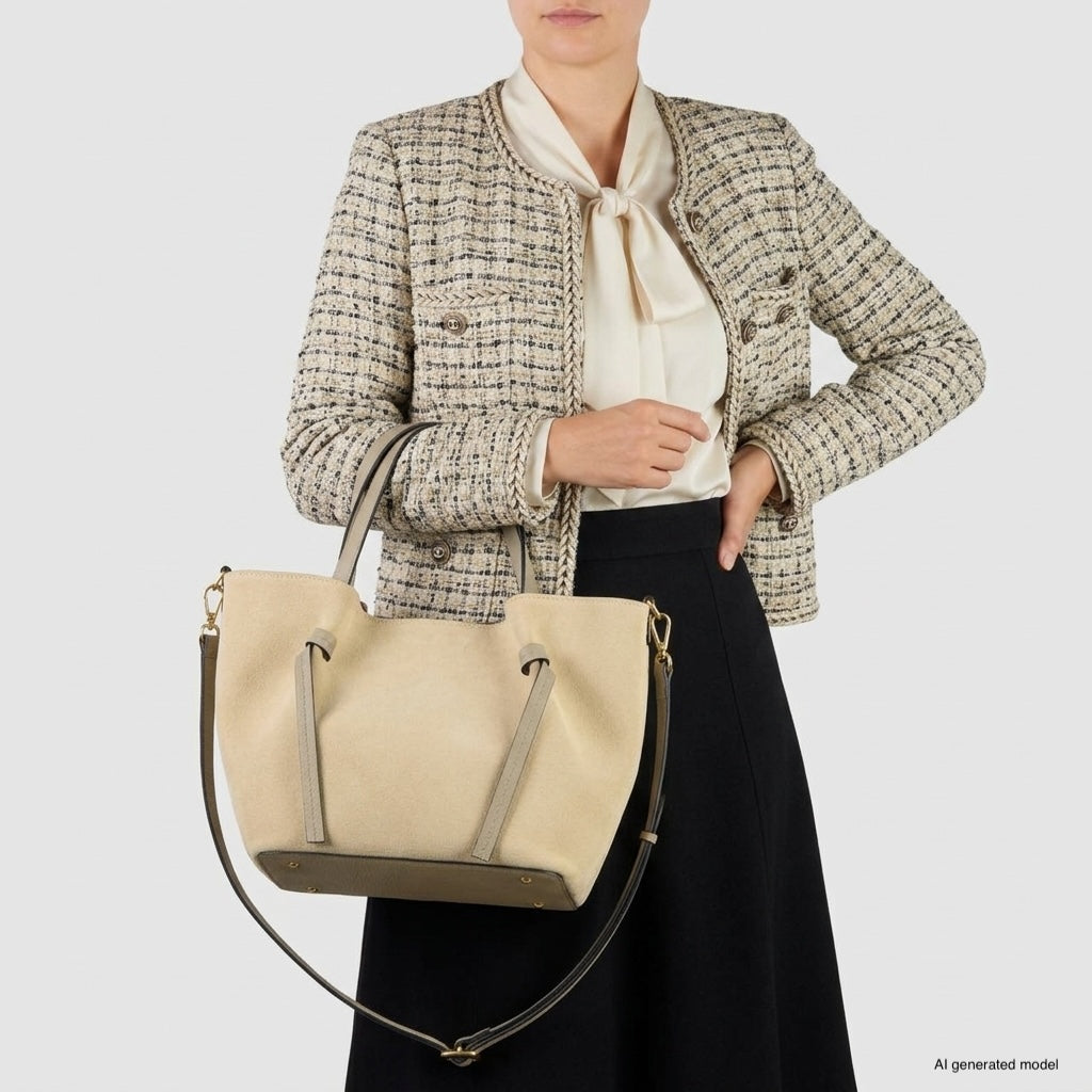 Italian Genuine Suede Tote Bag – Spacious Everyday Carryall