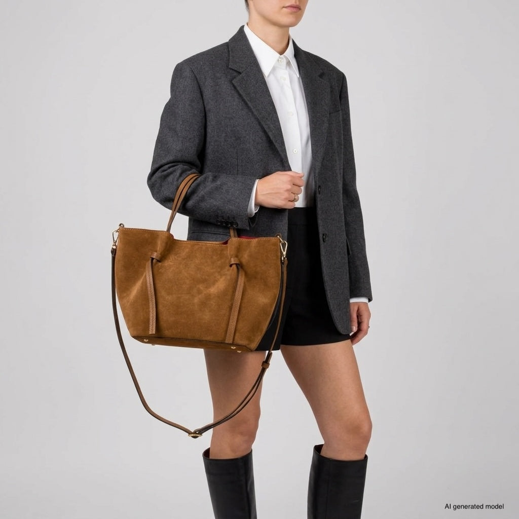 Italian Genuine Suede Tote Bag – Spacious Everyday Carryall