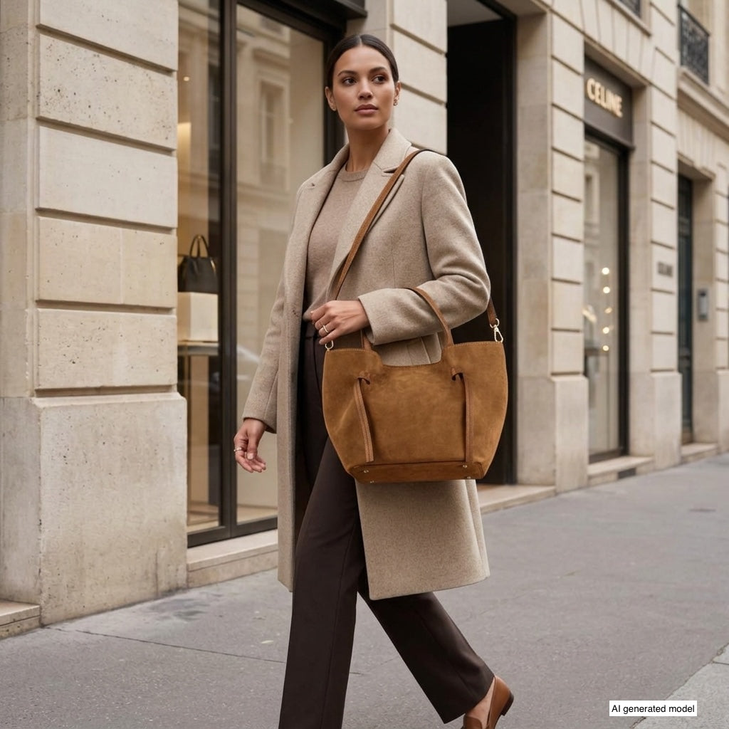 Italian Genuine Suede Tote Bag – Spacious Everyday Carryall