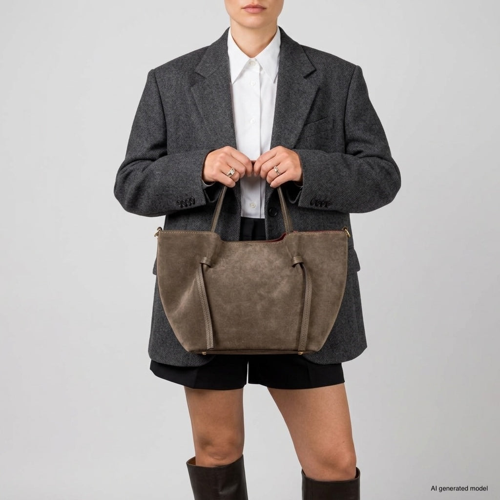 Italian Genuine Suede Tote Bag – Spacious Everyday Carryall