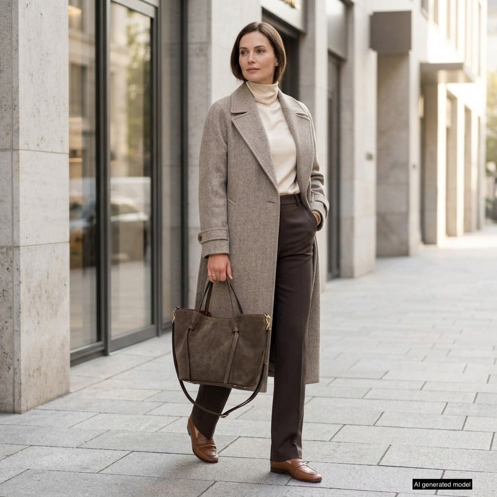 Italian Genuine Suede Tote Bag – Spacious Everyday Carryall