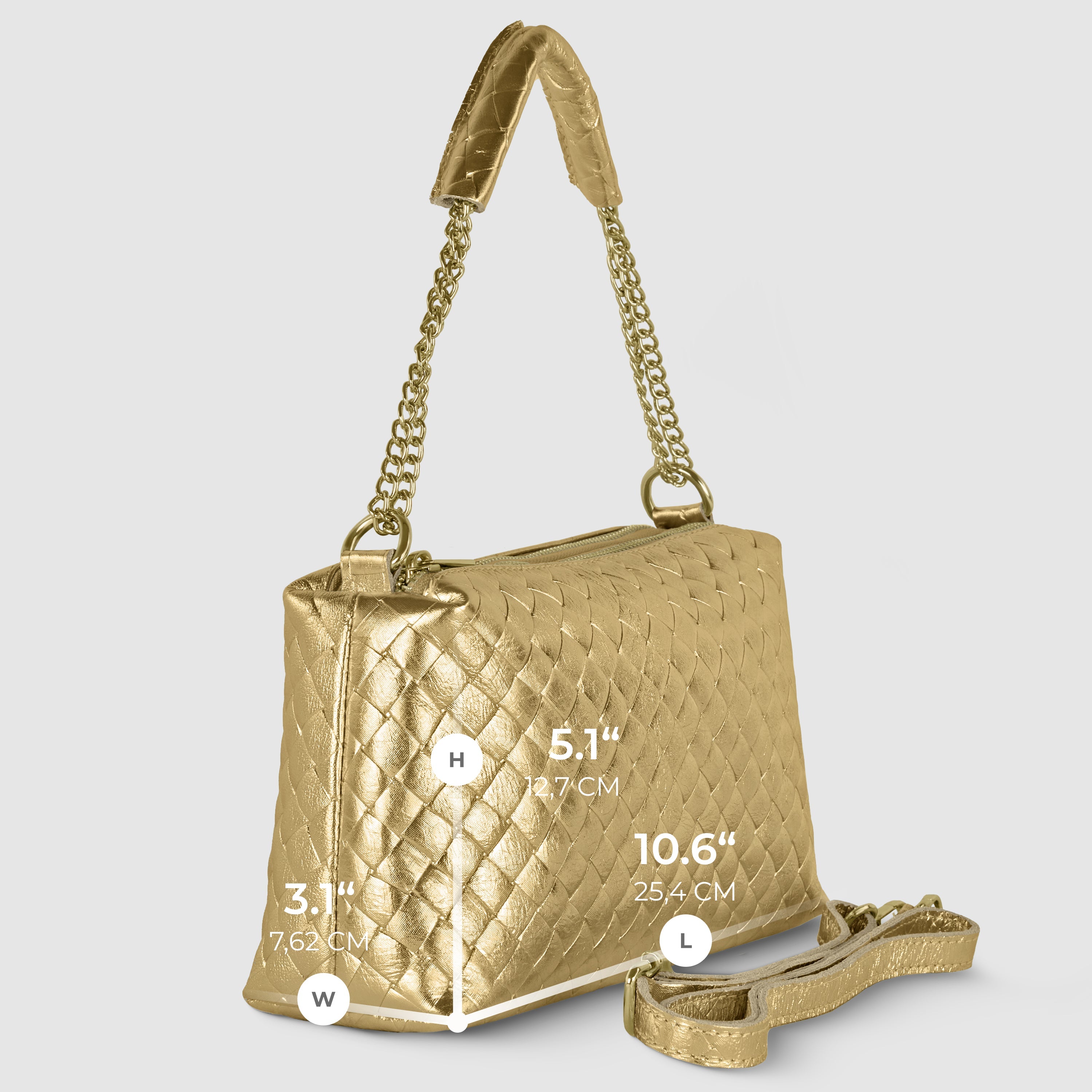 Italian Genuine Weave Metallic Suede Crossbody Bag
