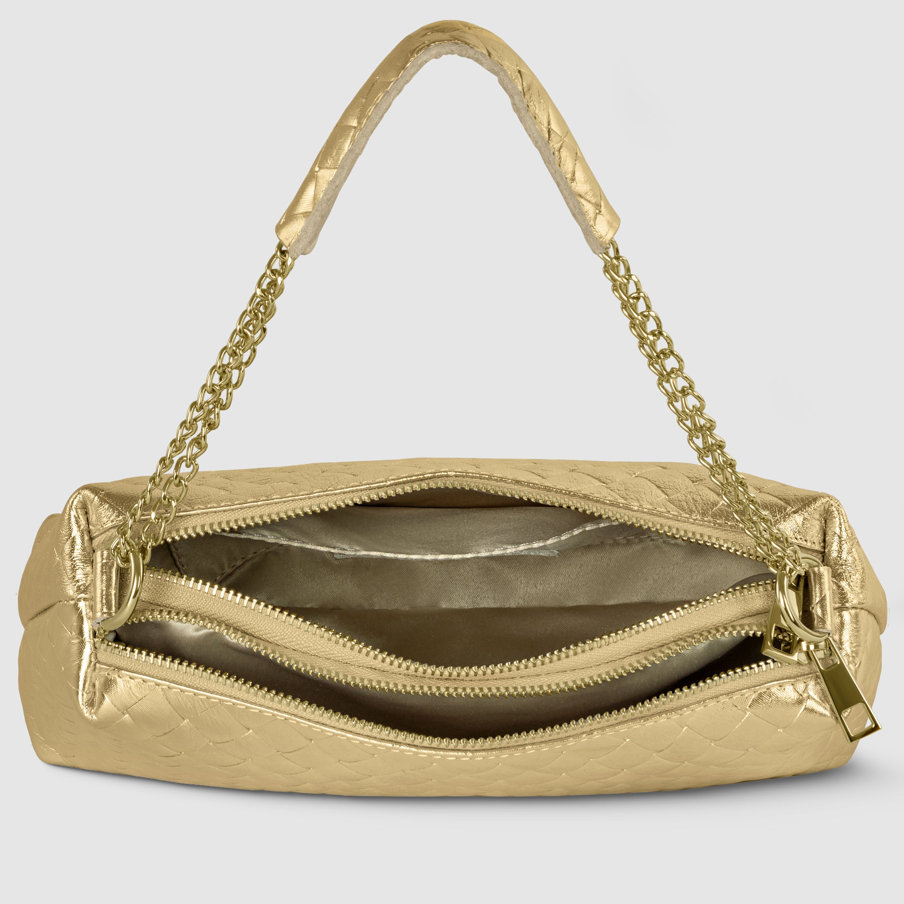 Italian Genuine Weave Metallic Suede Crossbody Bag