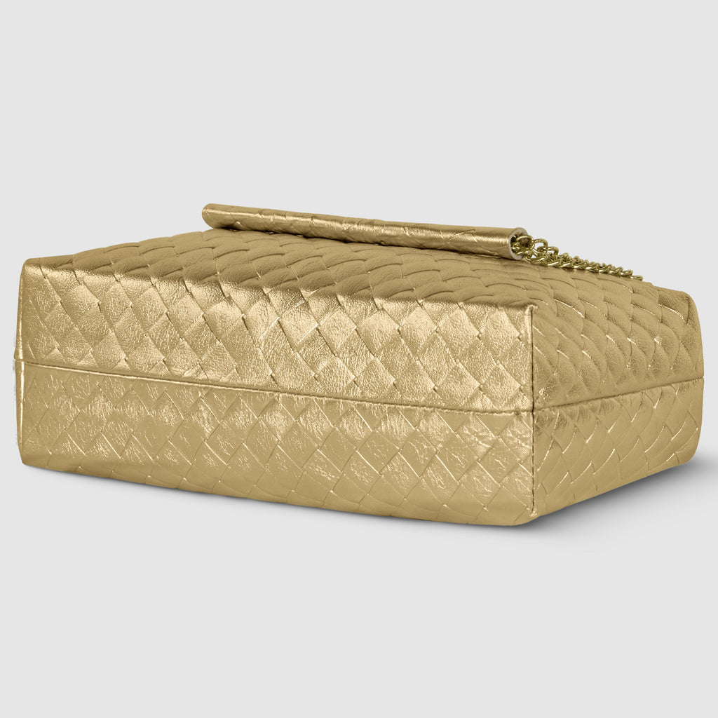 Italian Genuine Weave Metallic Suede Crossbody Bag