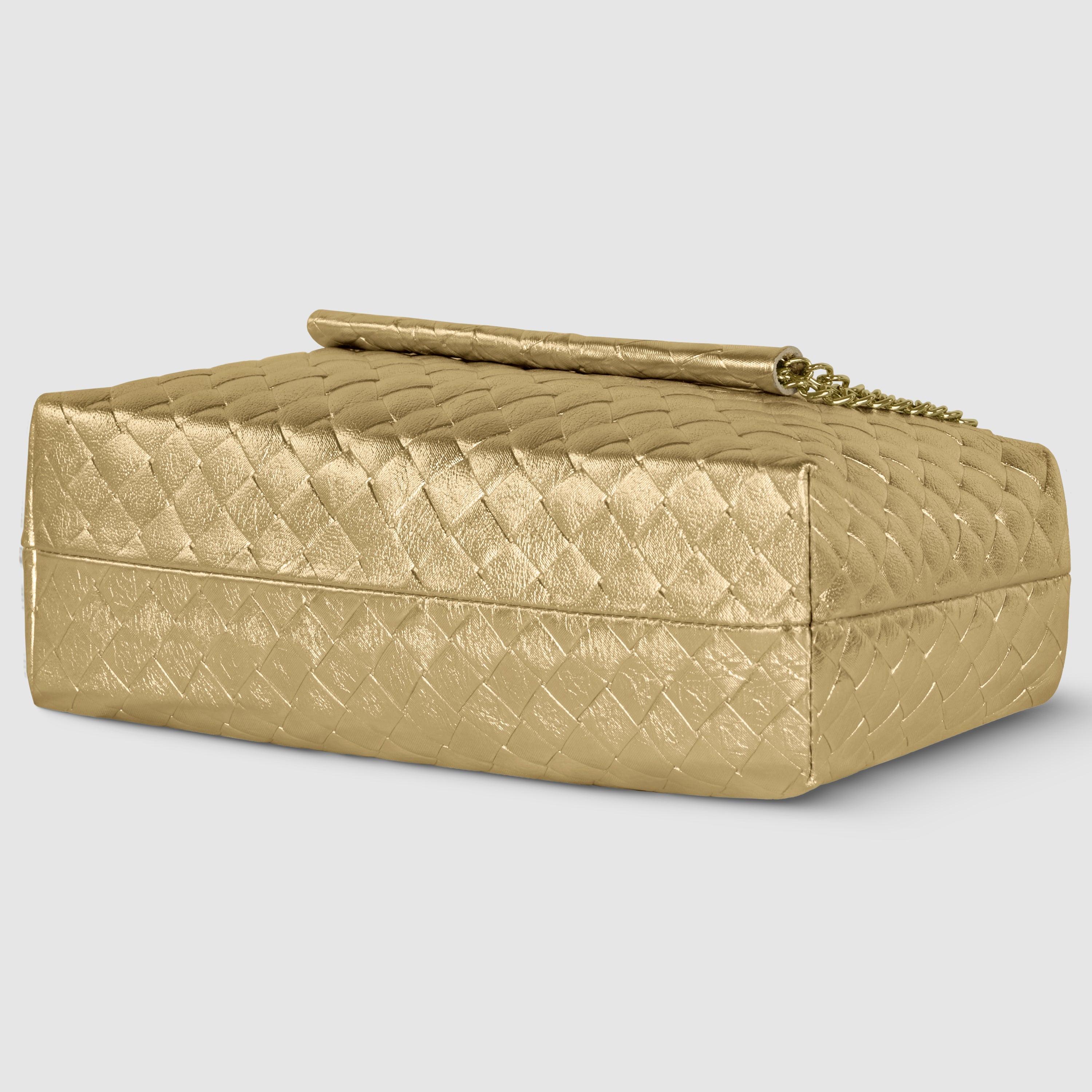 Italian Genuine Weave Metallic Suede Crossbody Bag