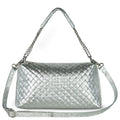 Italian Genuine Weave Metallic Suede Crossbody Bag