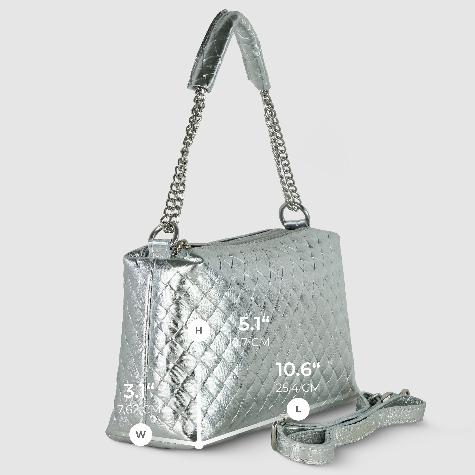 Italian Genuine Weave Metallic Suede Crossbody Bag