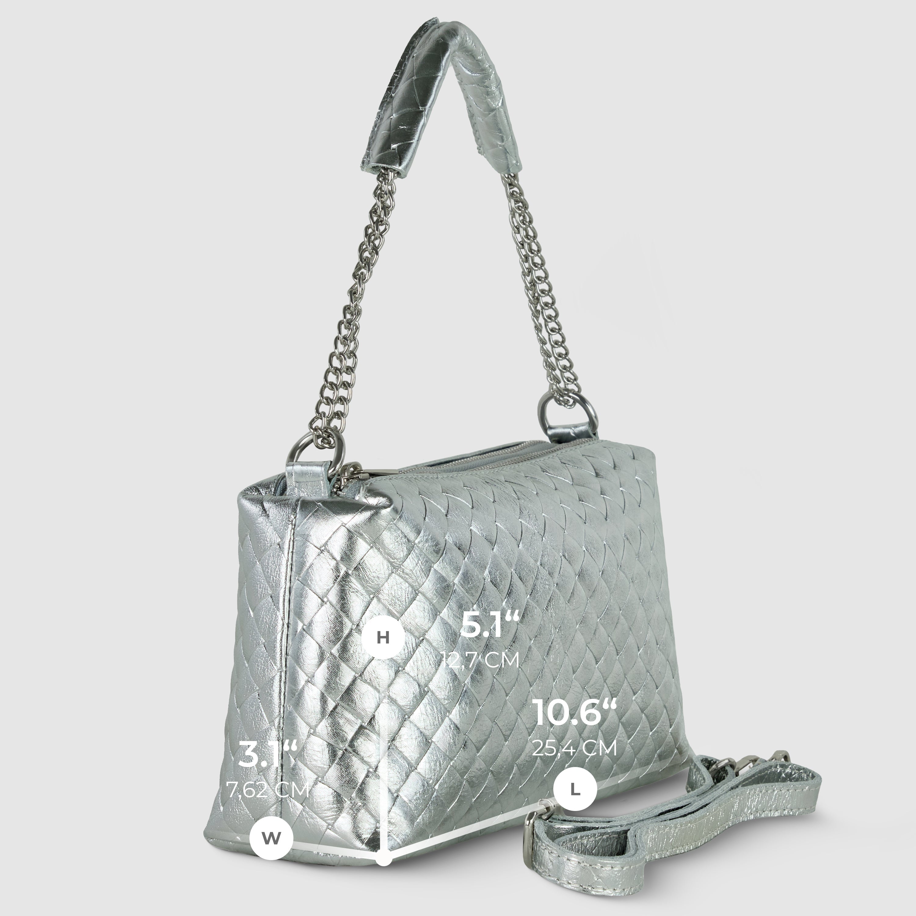 Italian Genuine Weave Metallic Suede Crossbody Bag