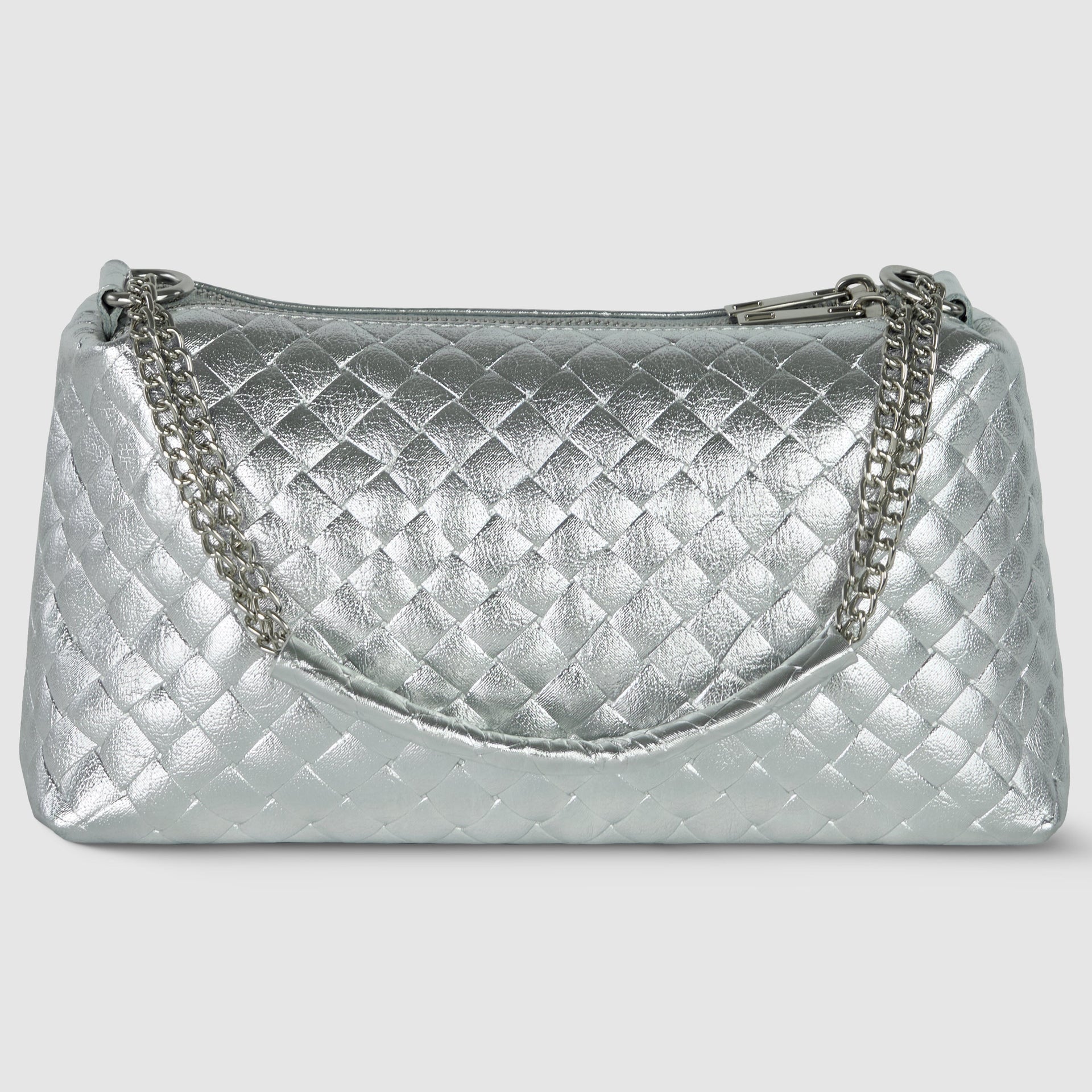 Italian Genuine Weave Metallic Suede Crossbody Bag