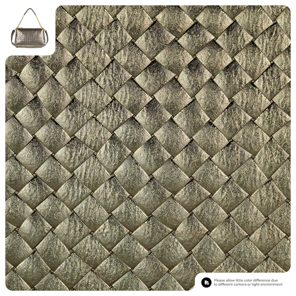 Italian Genuine Weave Metallic Suede Crossbody Bag