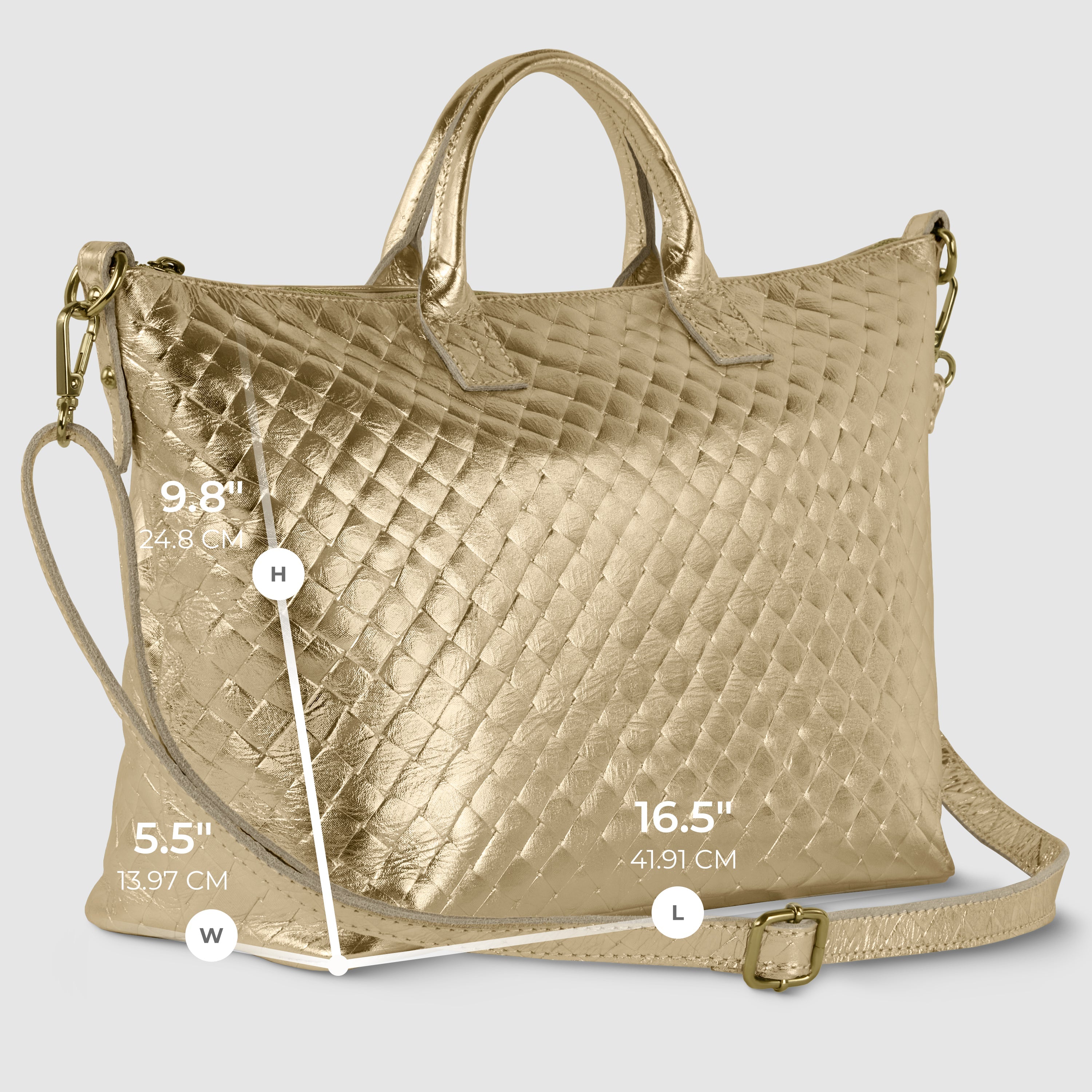Italian Metallic Suede Weave Top-Handle Handbag