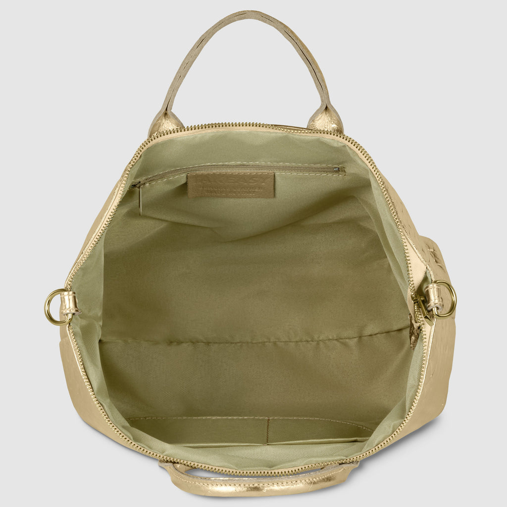 Italian Metallic Suede Weave Top-Handle Handbag