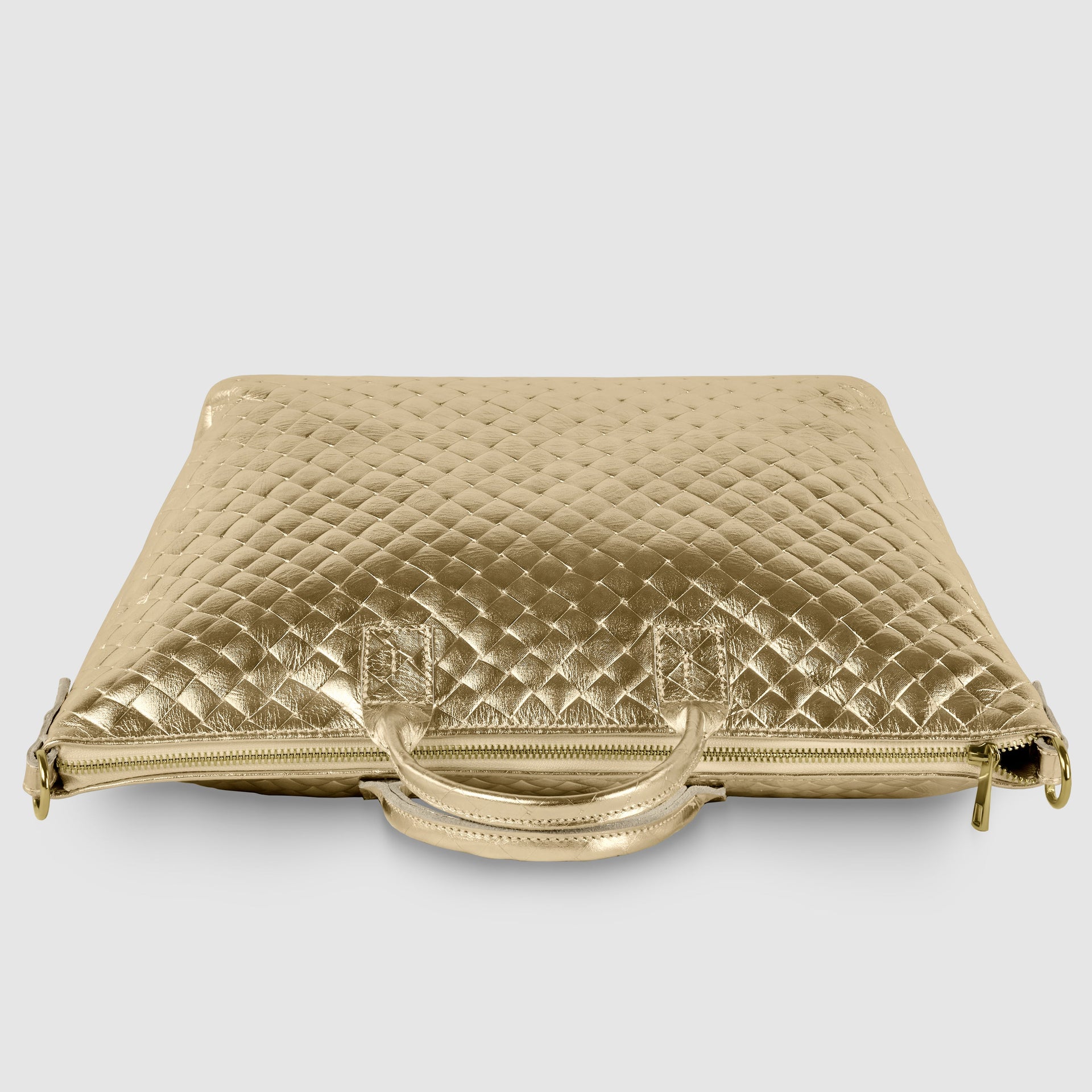 Italian Metallic Suede Weave Top-Handle Handbag