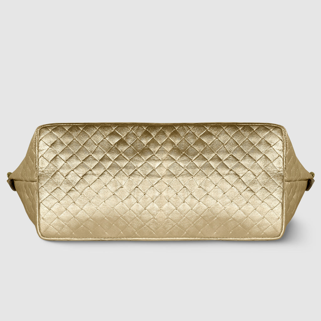 Italian Metallic Suede Weave Top-Handle Handbag