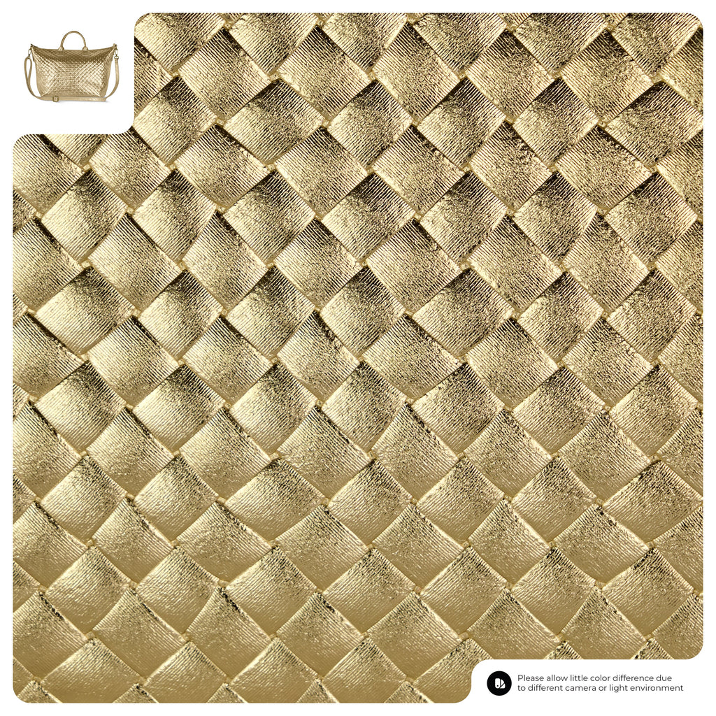 Italian Metallic Suede Weave Top-Handle Handbag