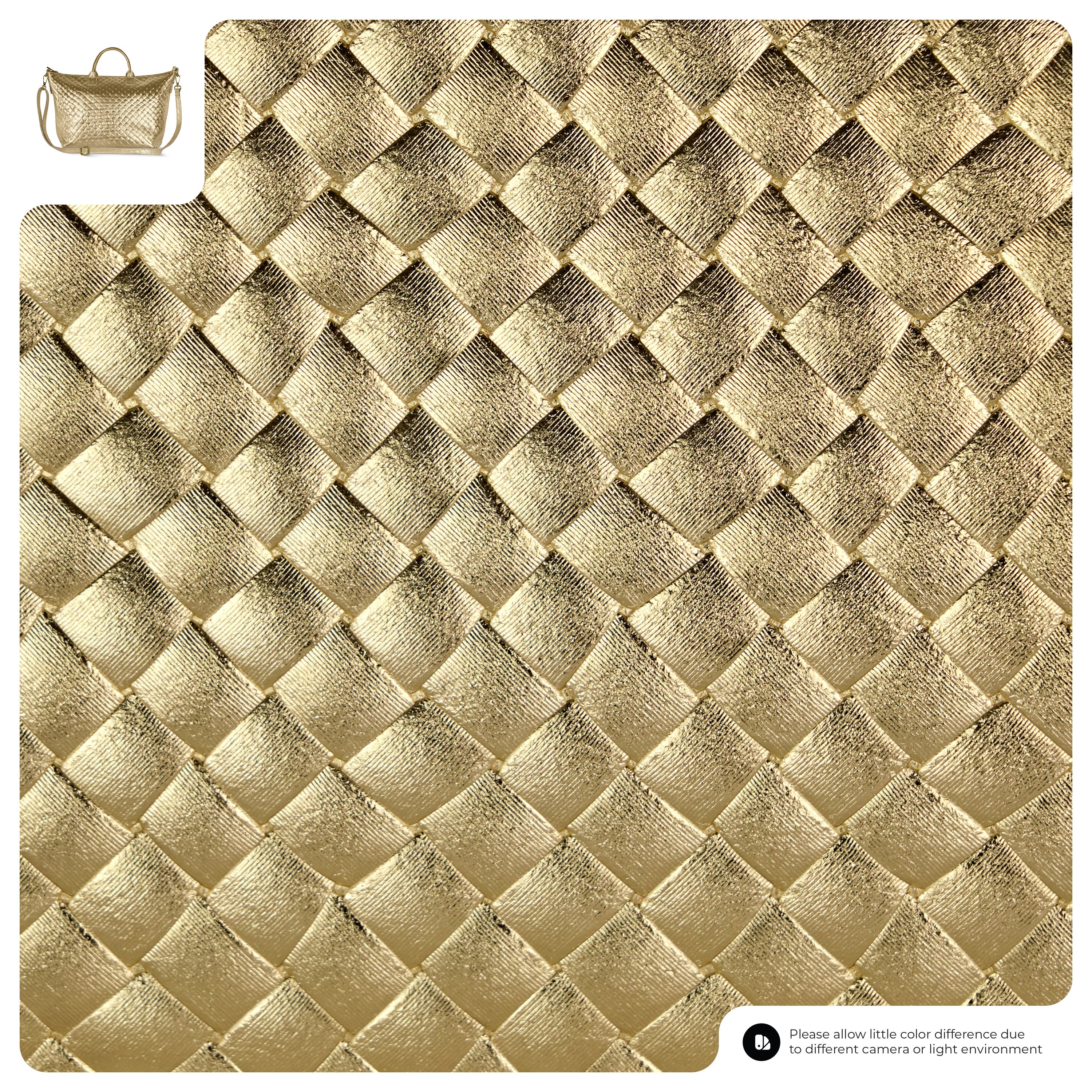Italian Metallic Suede Weave Top-Handle Handbag