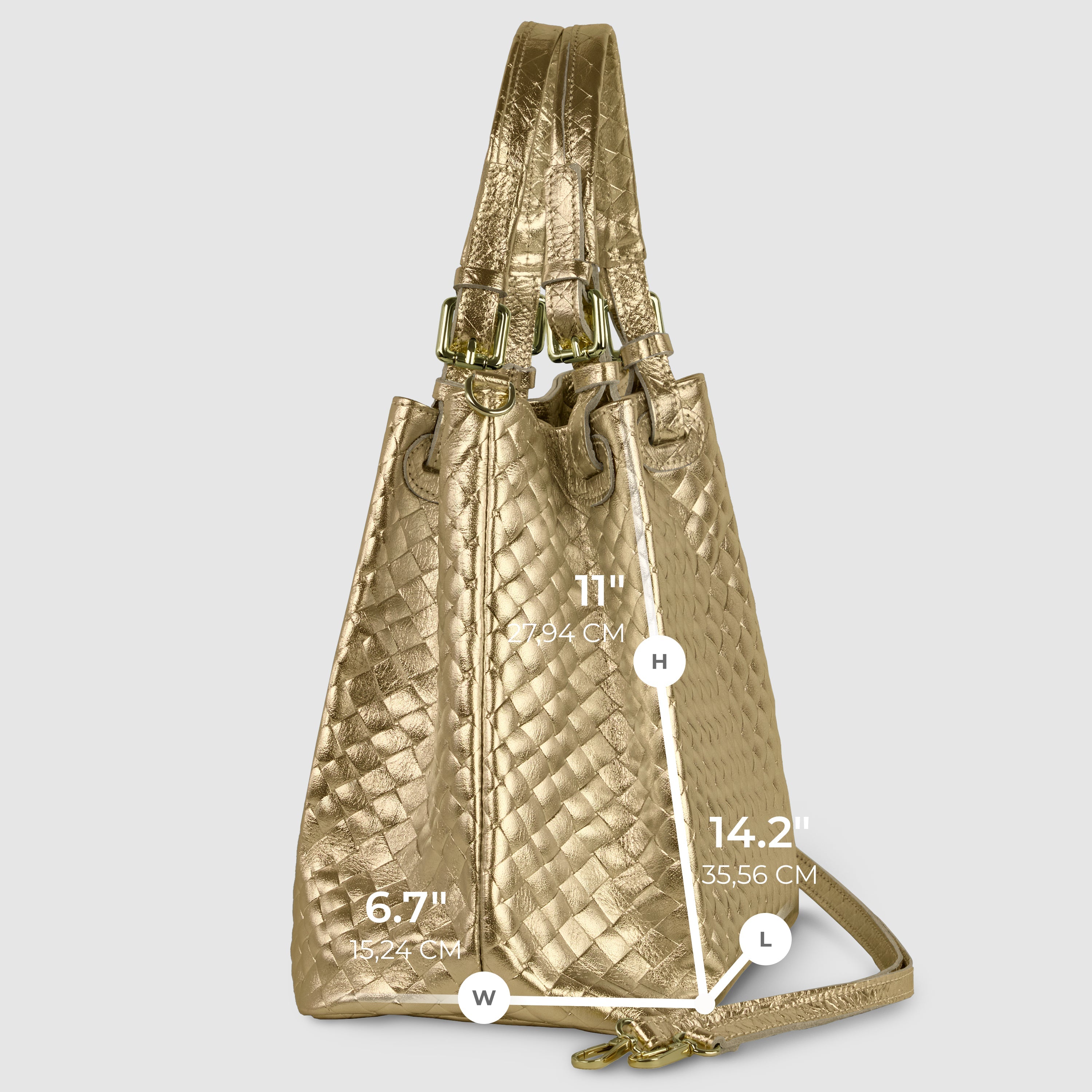 Italian Metallic Bronze Weave Suede Top-Handle Bag