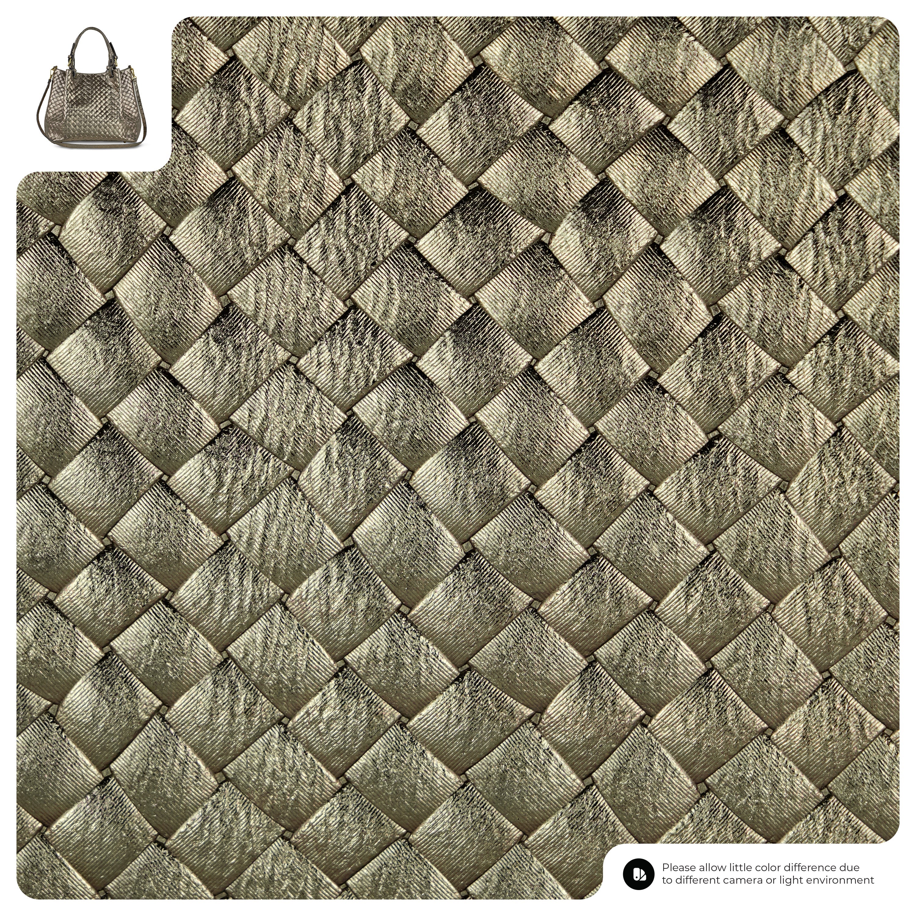 Italian Metallic Bronze Weave Suede Top-Handle Bag