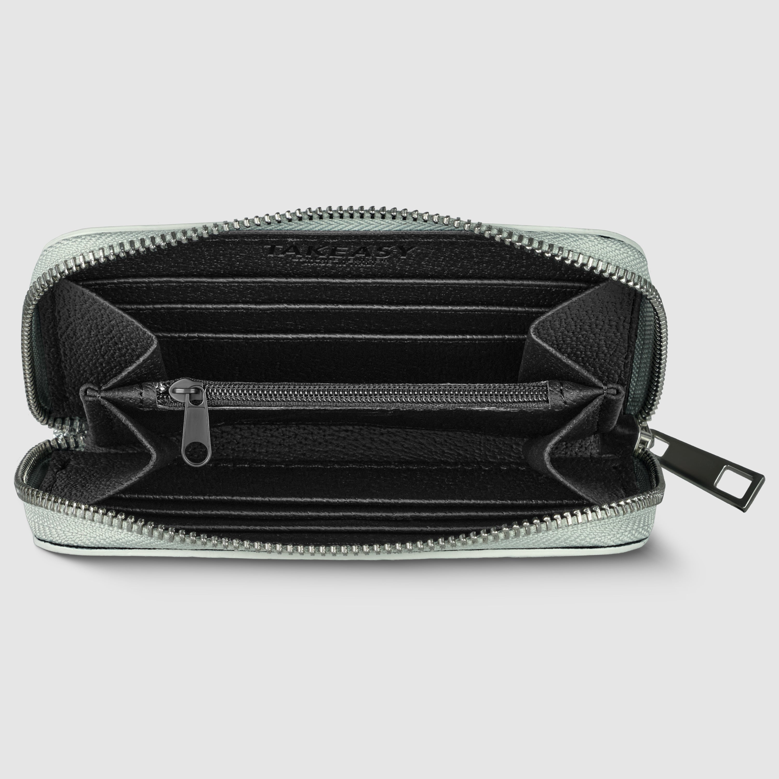 Italian Genuine Metallic Suede Woven Zip-Around Wallet