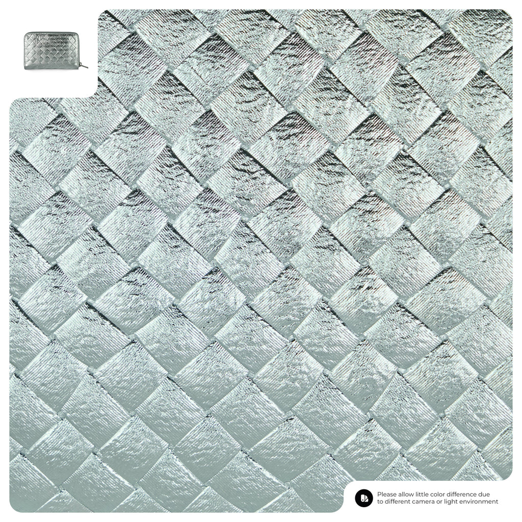 Italian Genuine Metallic Suede Woven Zip-Around Wallet