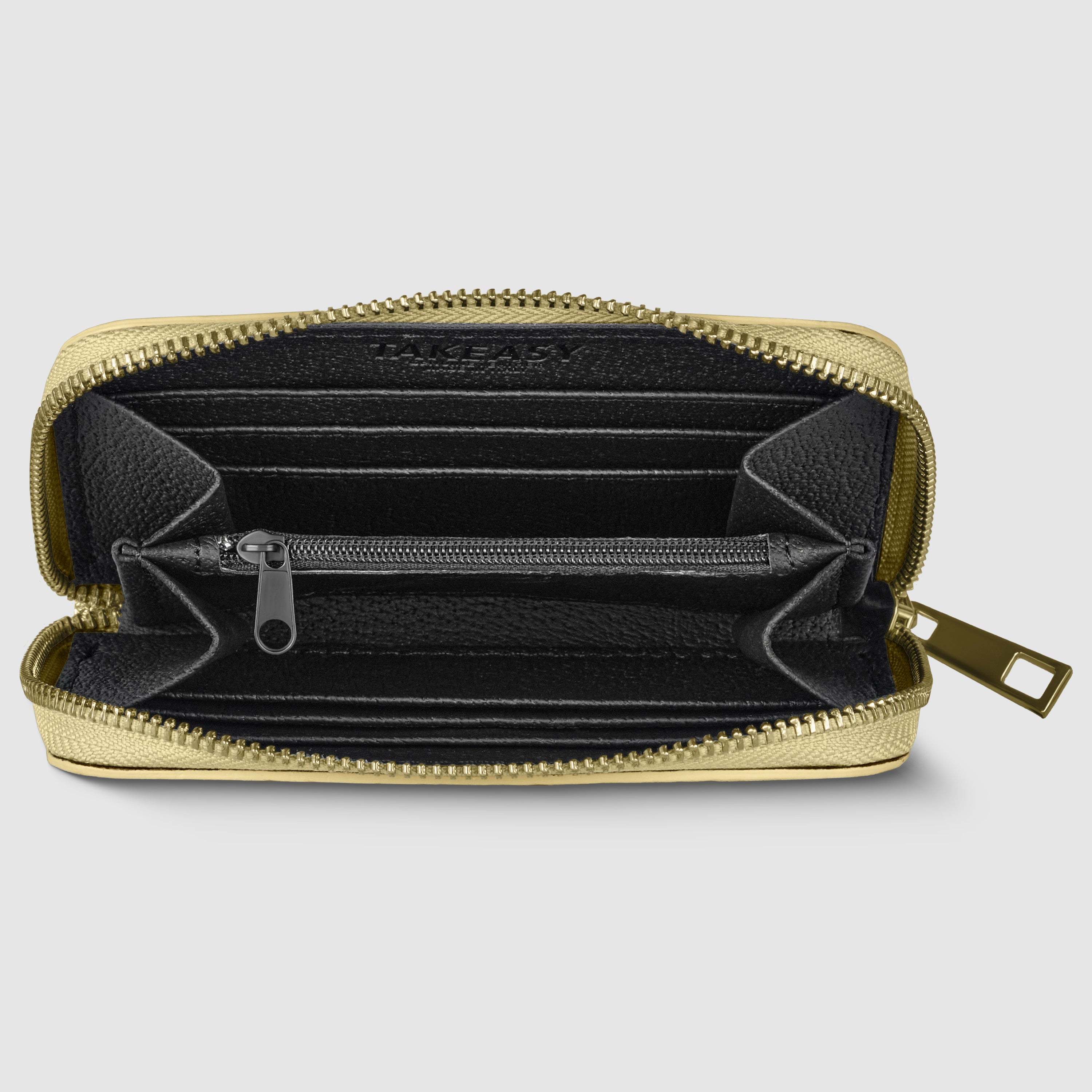 Italian Genuine Metallic Suede Woven Zip-Around Wallet