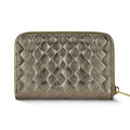 Woven metallic suede zip-around wallet by TAKEASY in gold and black