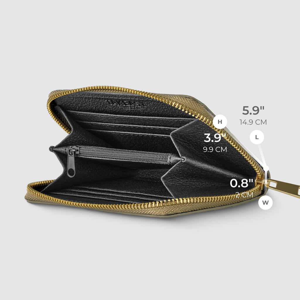 Italian Genuine Metallic Suede Woven Zip-Around Wallet