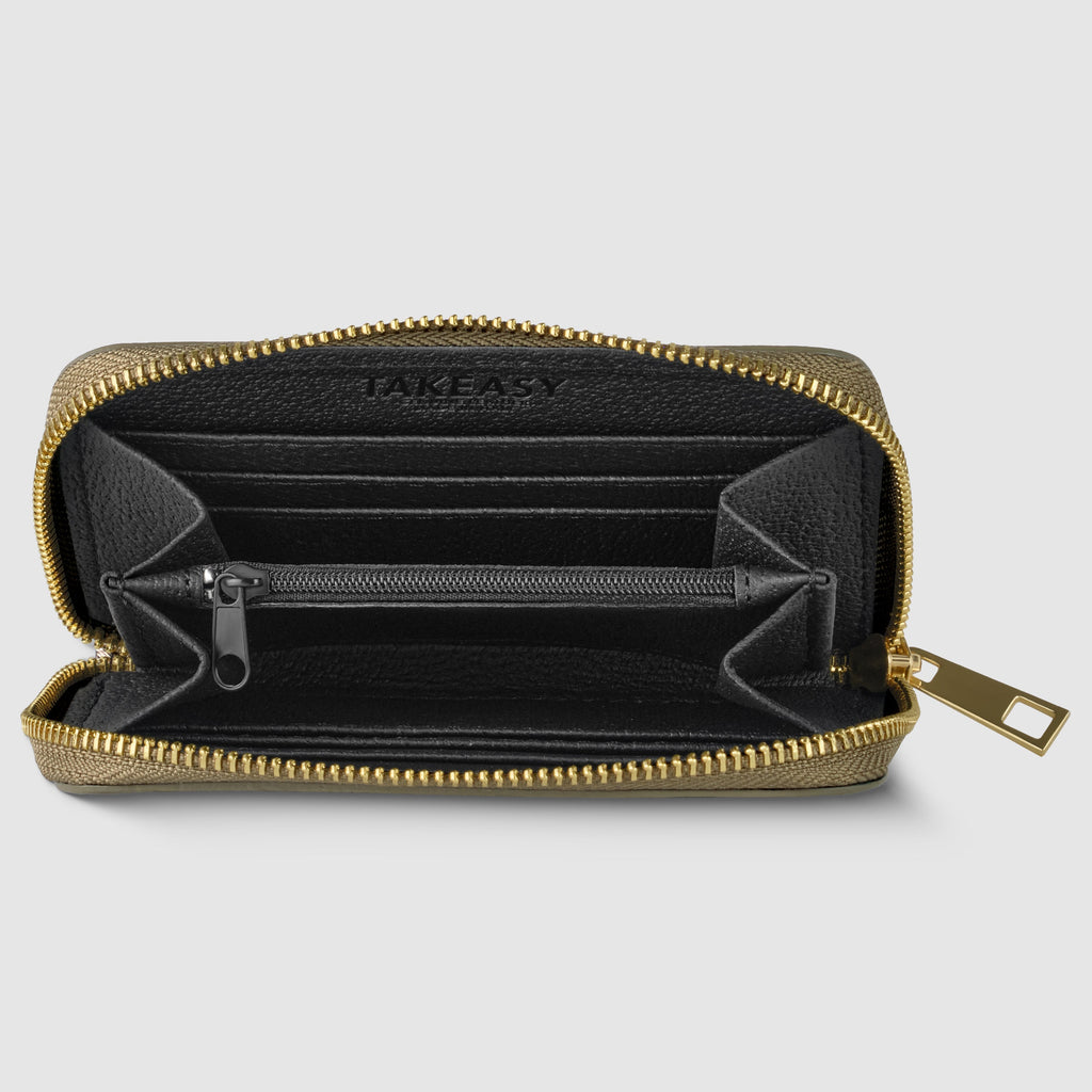 Italian Genuine Metallic Suede Woven Zip-Around Wallet
