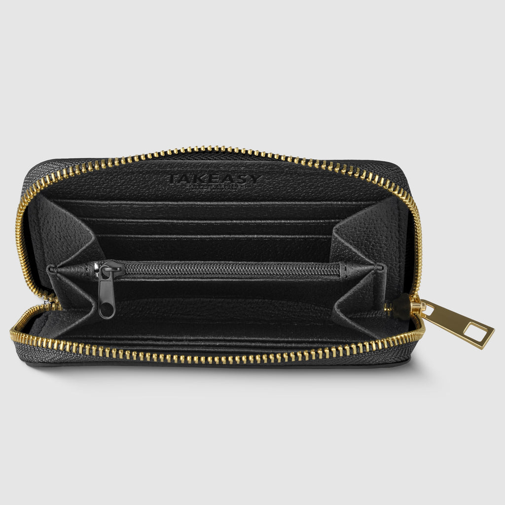 Italian Genuine Metallic Suede Woven Zip-Around Wallet
