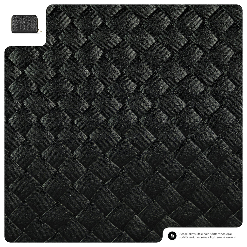 Italian Genuine Metallic Suede Woven Zip-Around Wallet