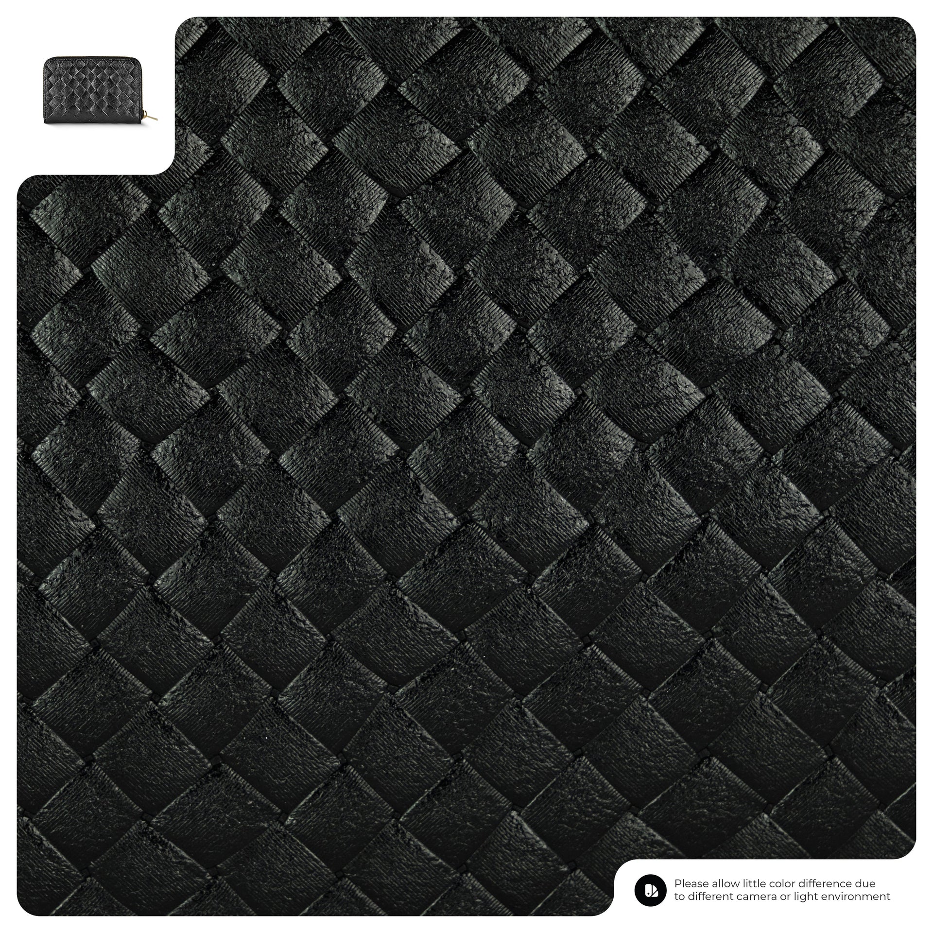 Italian Genuine Metallic Suede Woven Zip-Around Wallet