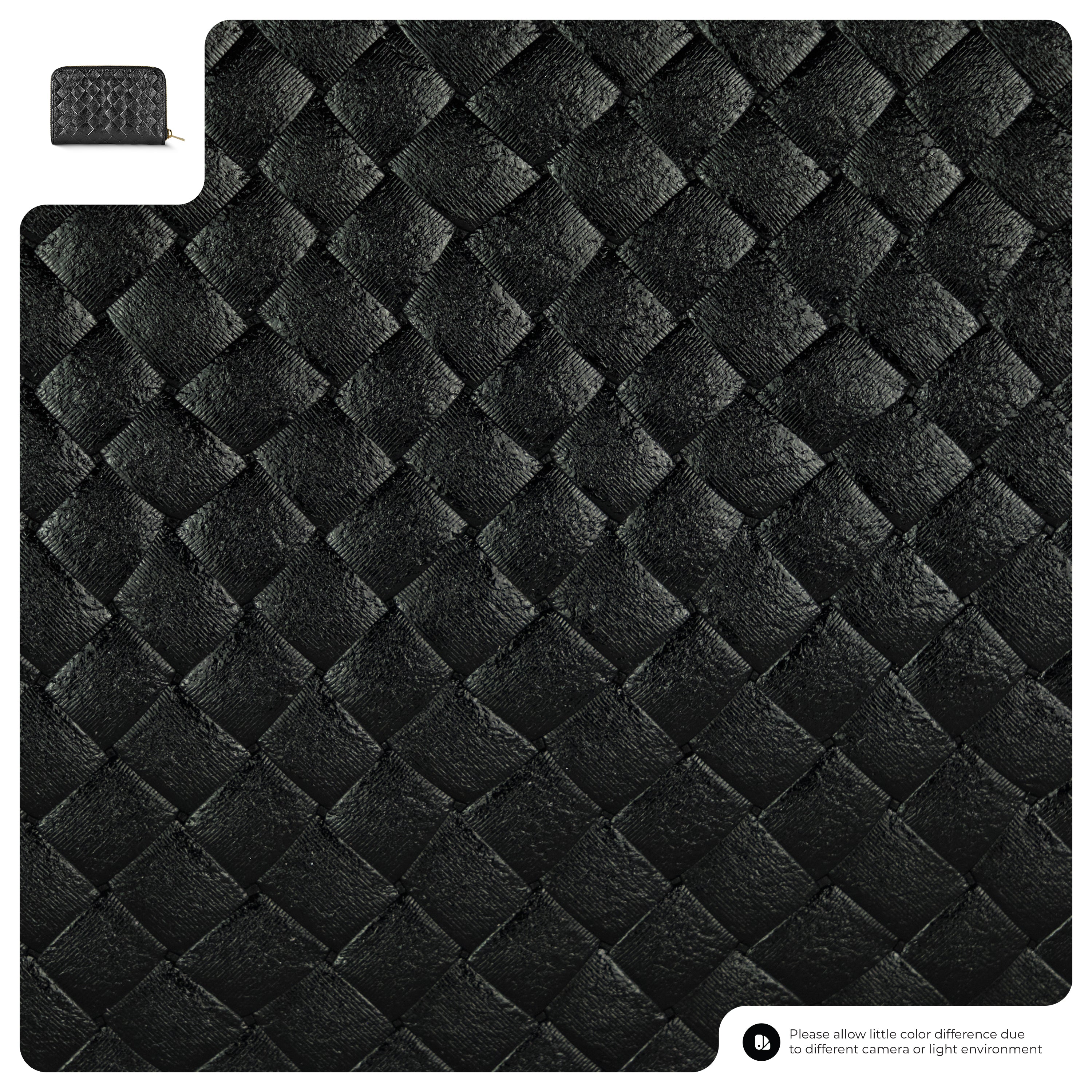 Italian Genuine Metallic Suede Woven Zip-Around Wallet