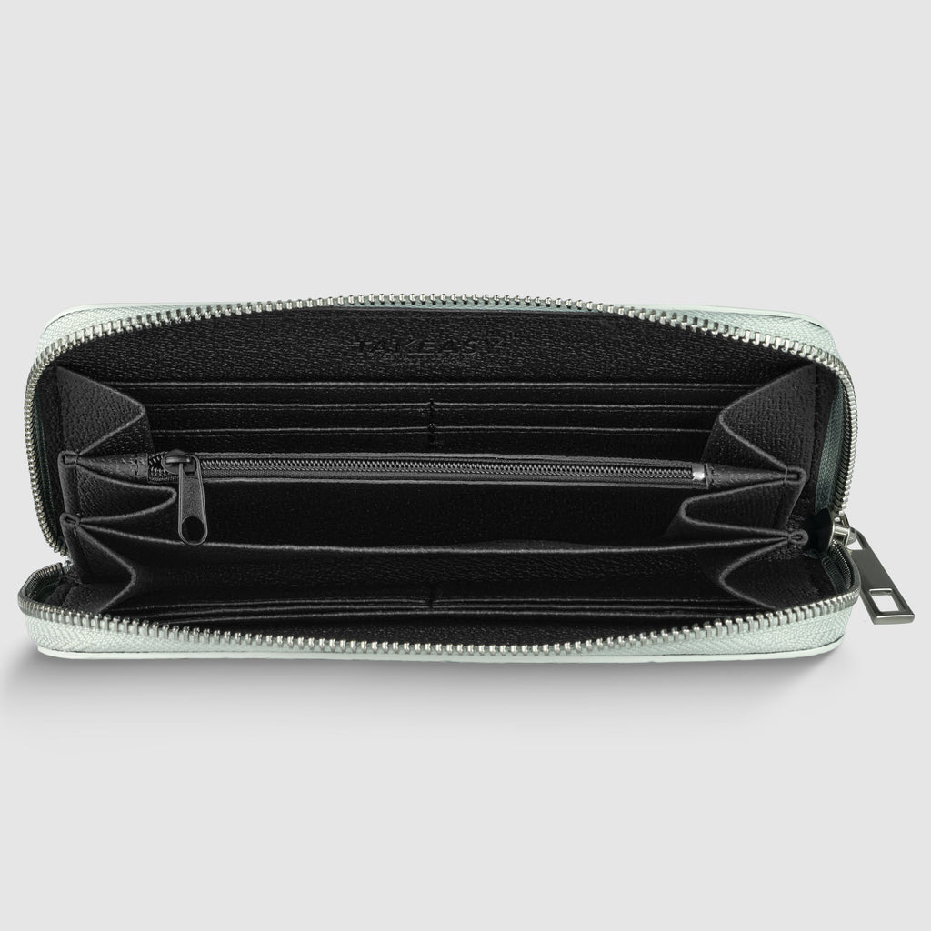 Italian Metallic Suede Weave Zip-Around Wallet for Women