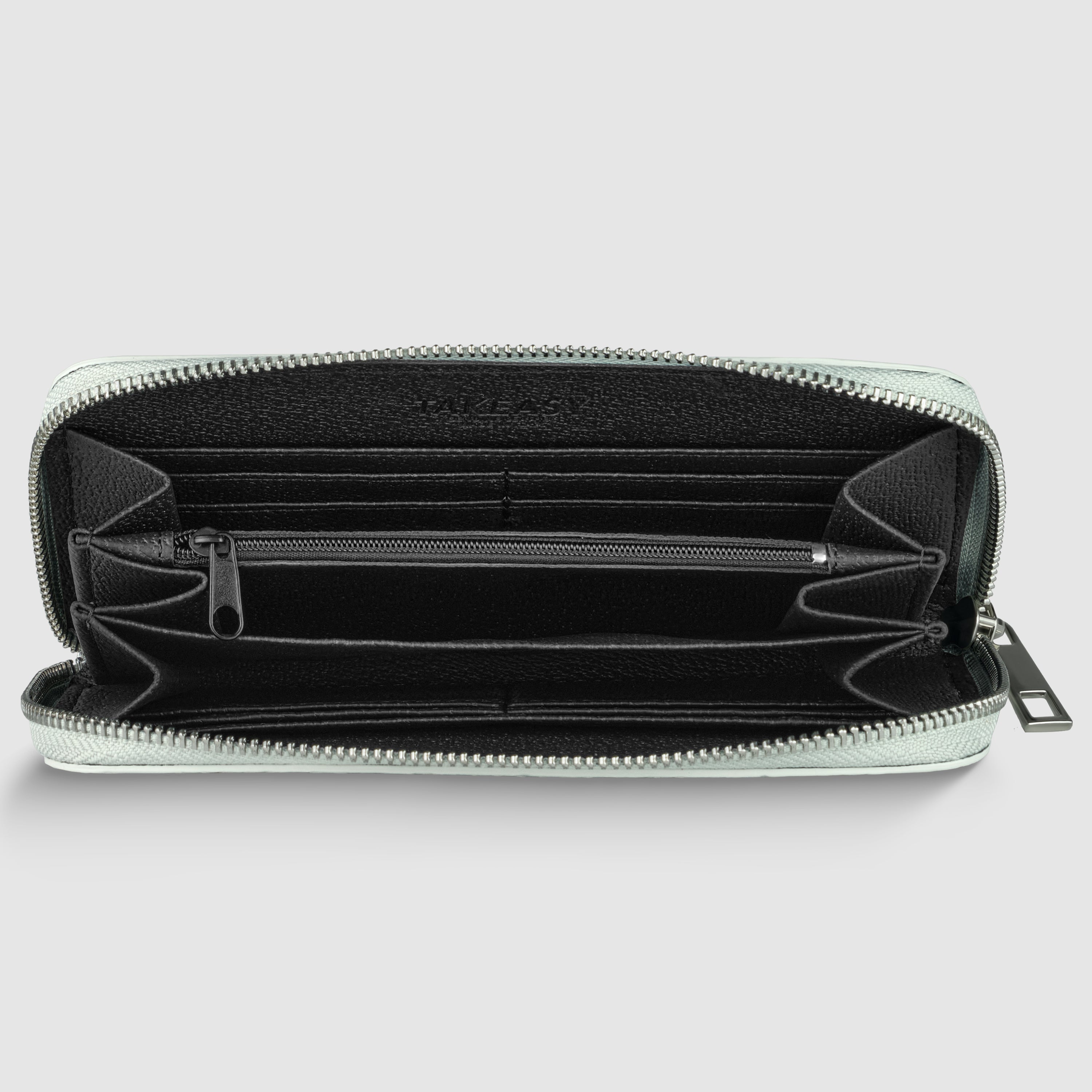 Italian Metallic Suede Weave Zip-Around Wallet for Women