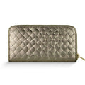 Italian genuine metallic suede weave zip-around wallet by TAKEASY
