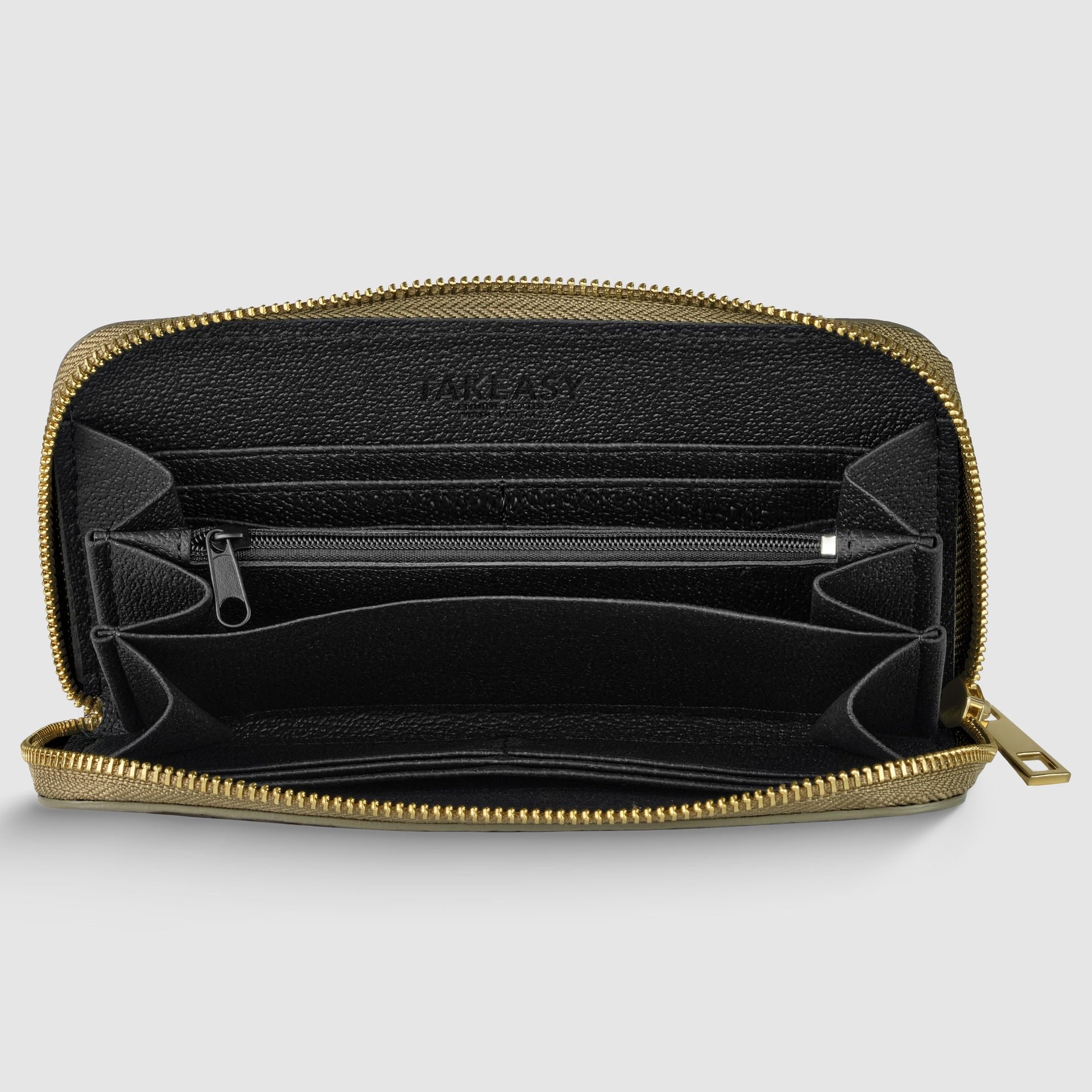 Italian Metallic Suede Weave Zip-Around Wallet for Women