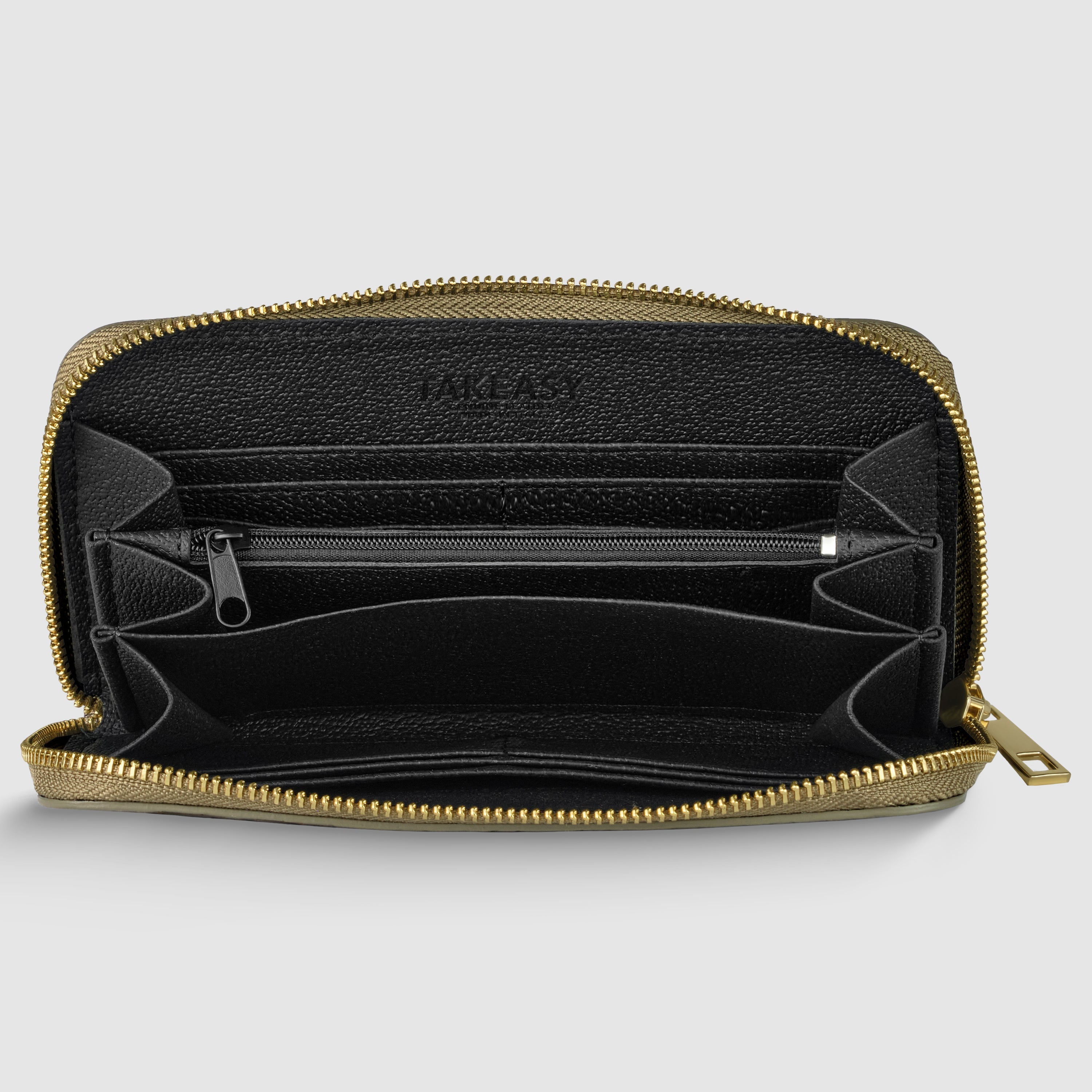 Italian Metallic Suede Weave Zip-Around Wallet for Women