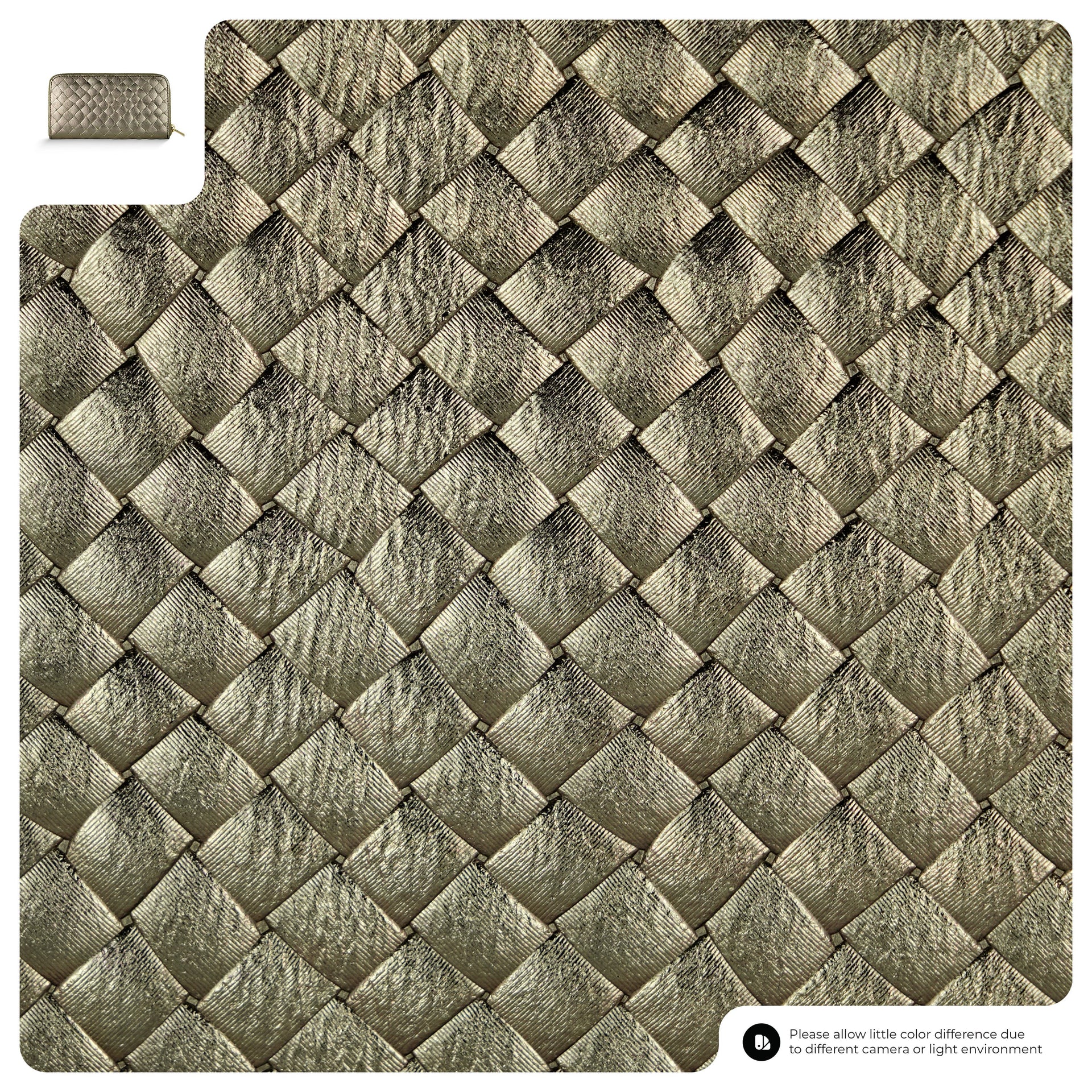 Italian Metallic Suede Weave Zip-Around Wallet for Women