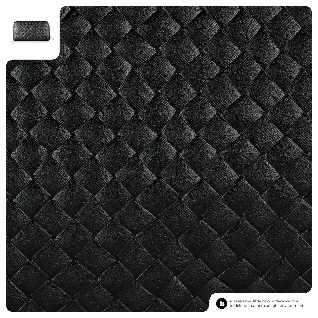 Italian Metallic Suede Weave Zip-Around Wallet for Women