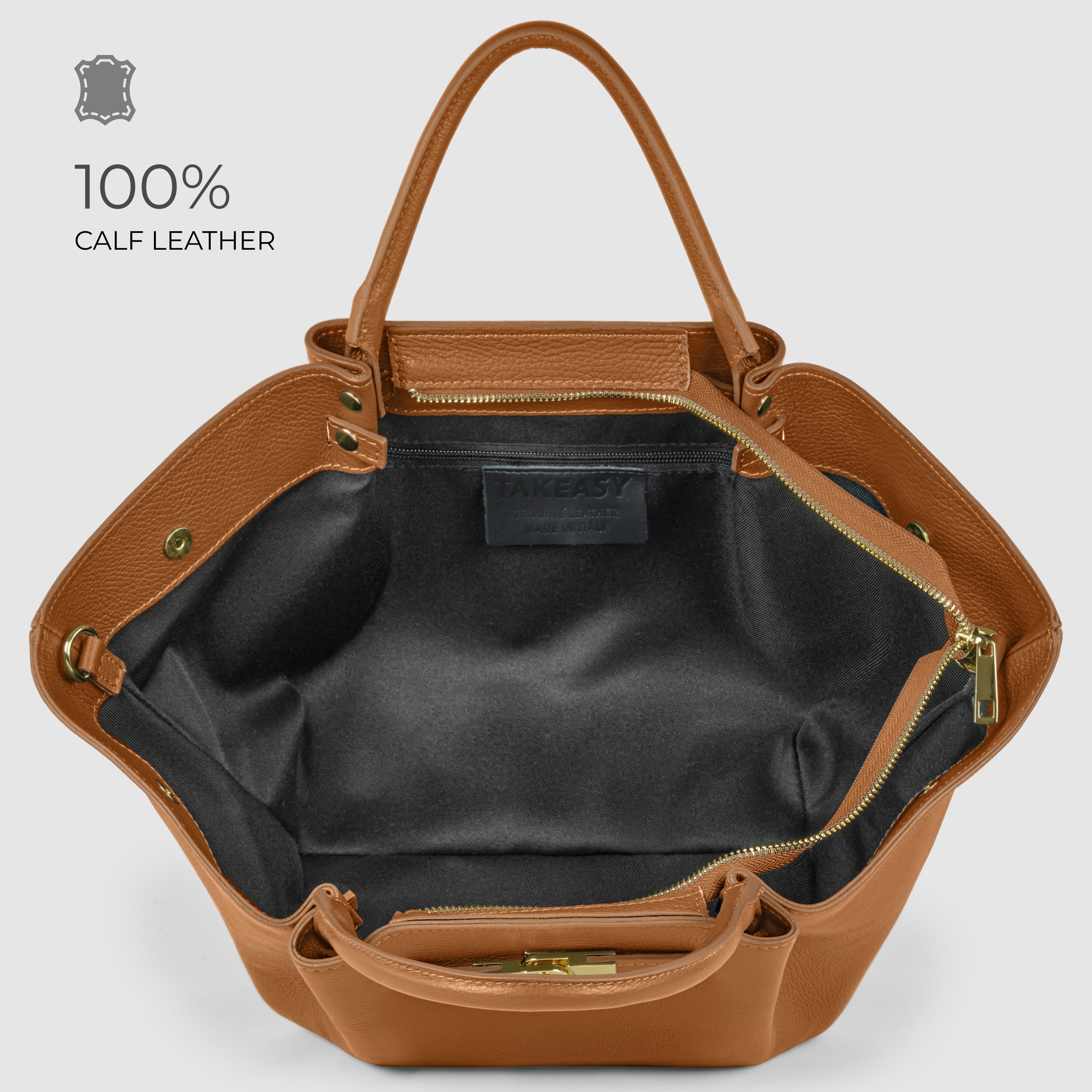 Italian Genuine Calf Leather Tote Bag