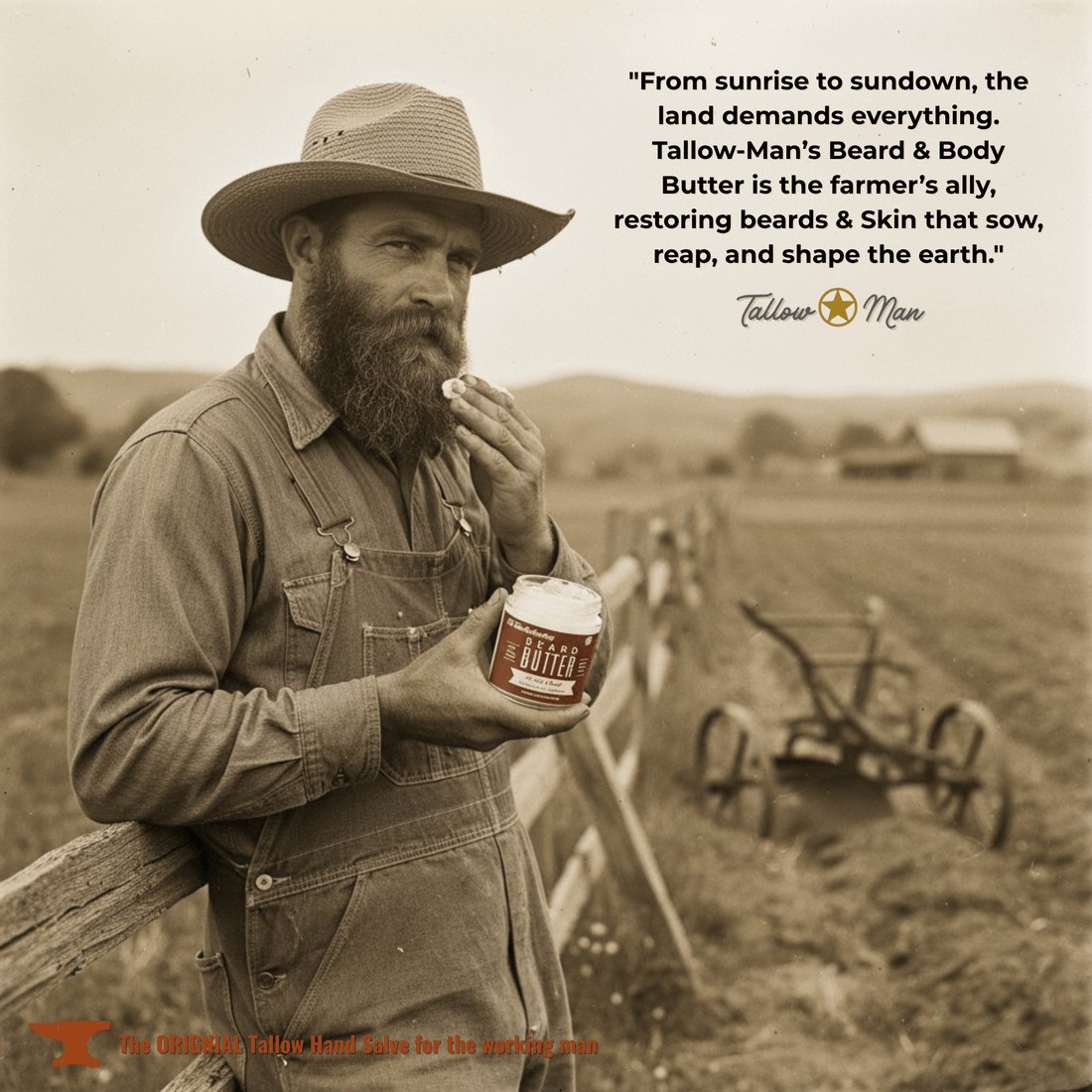 Tallow Man Old Time Barbershop Beard + Body Butter | Men's Grooming | Grass-Fed Tallow | 9oz