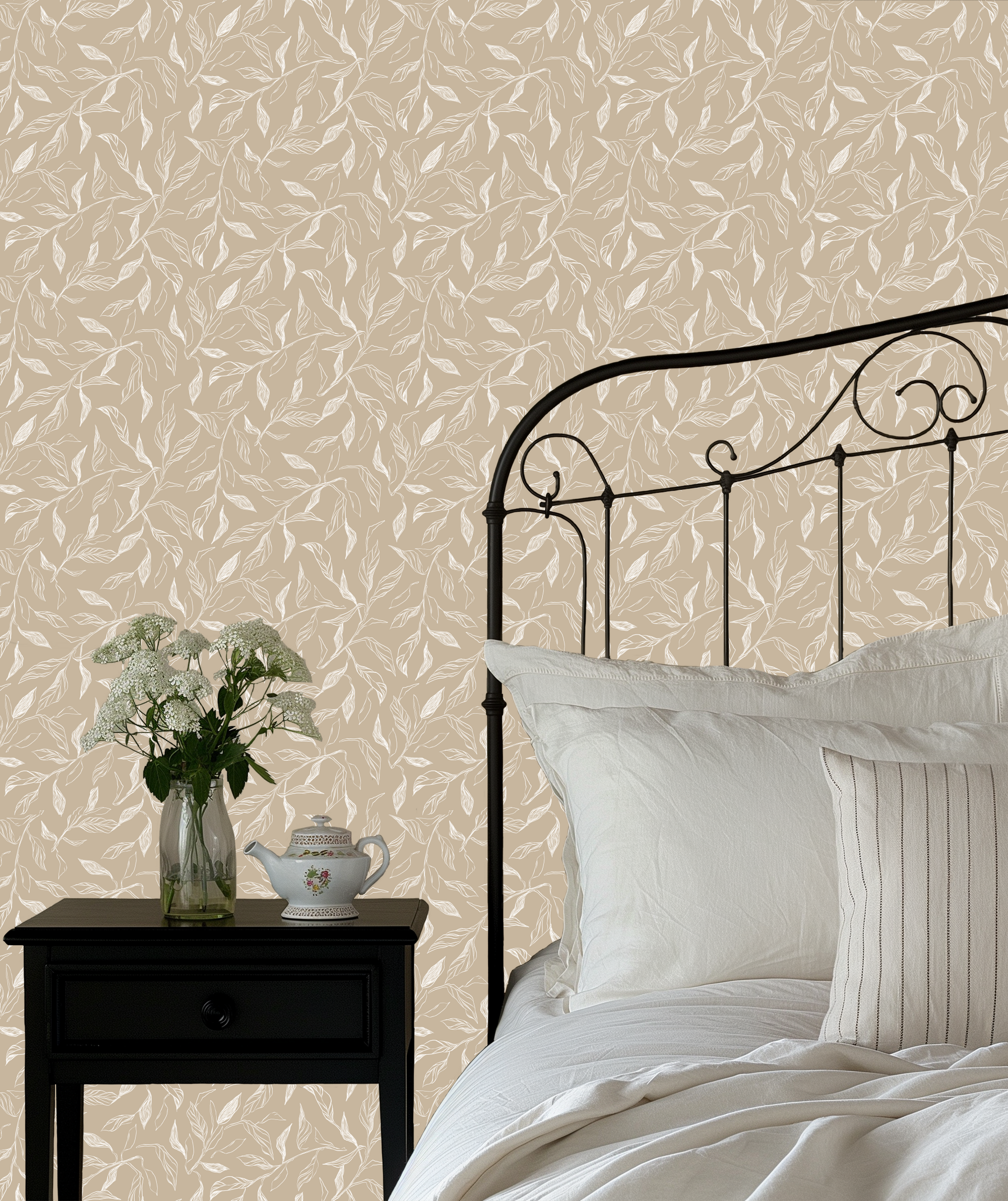 Swift Patterned Wallpaper in Green, Blue and Taupe