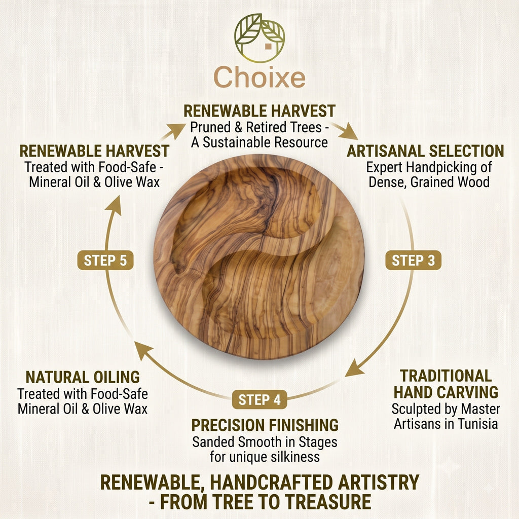 Mediterranean Olive Wood Yin-Yang Charcuterie & Tapas Plate (7 in)