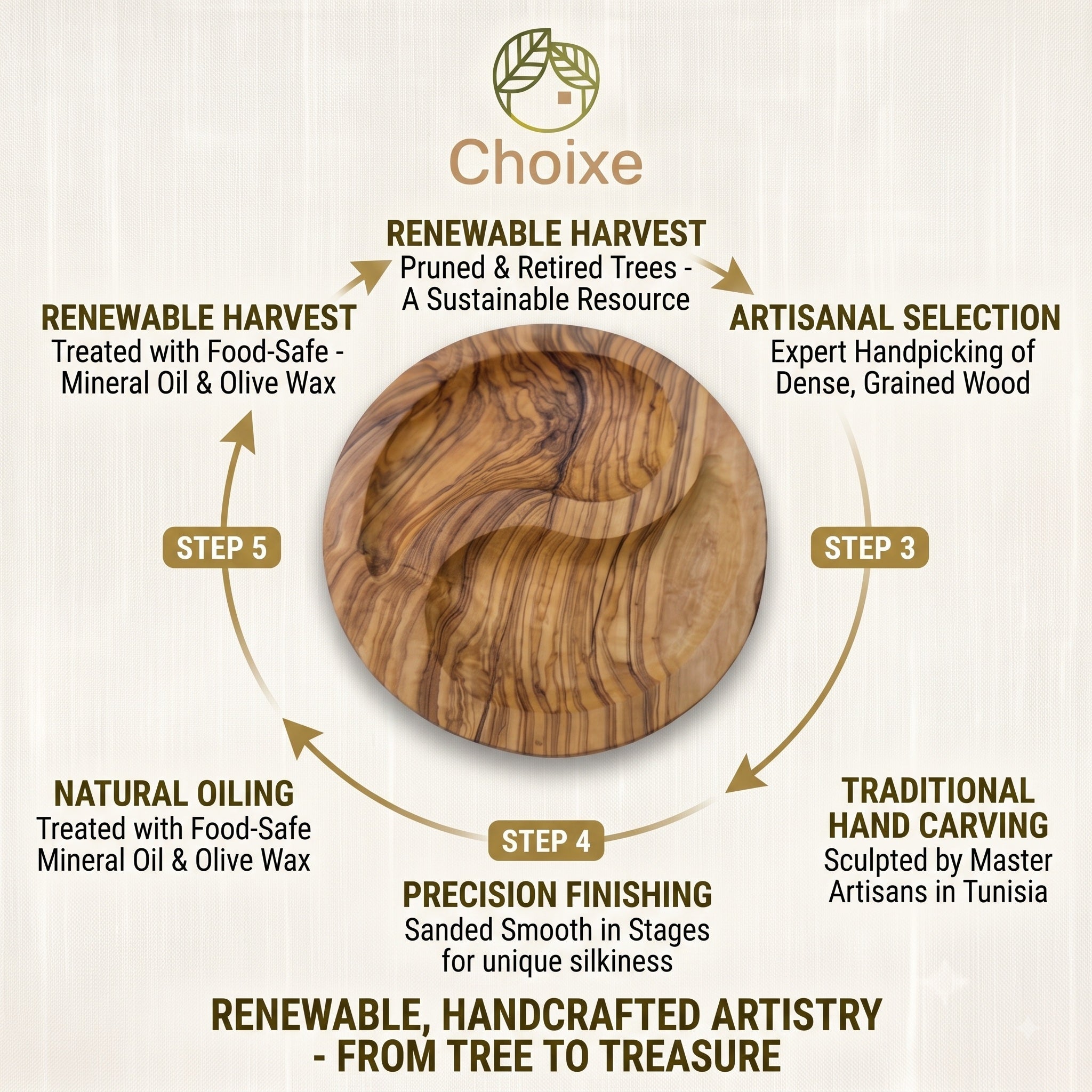 Mediterranean Olive Wood Yin-Yang Charcuterie & Tapas Plate (7 in)