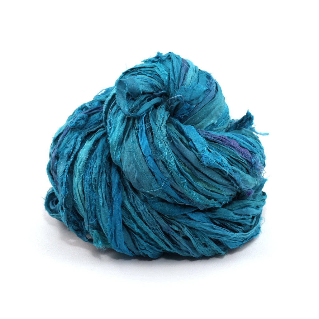 Bohemian Sari Silk Tasseled Clutch Pattern – Teal and Blue