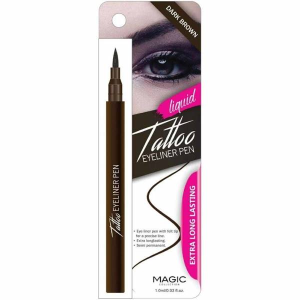 Close-up of the Tattoo Eyeliner Pen in Dark Brown with a sharp, precise tip applicator.