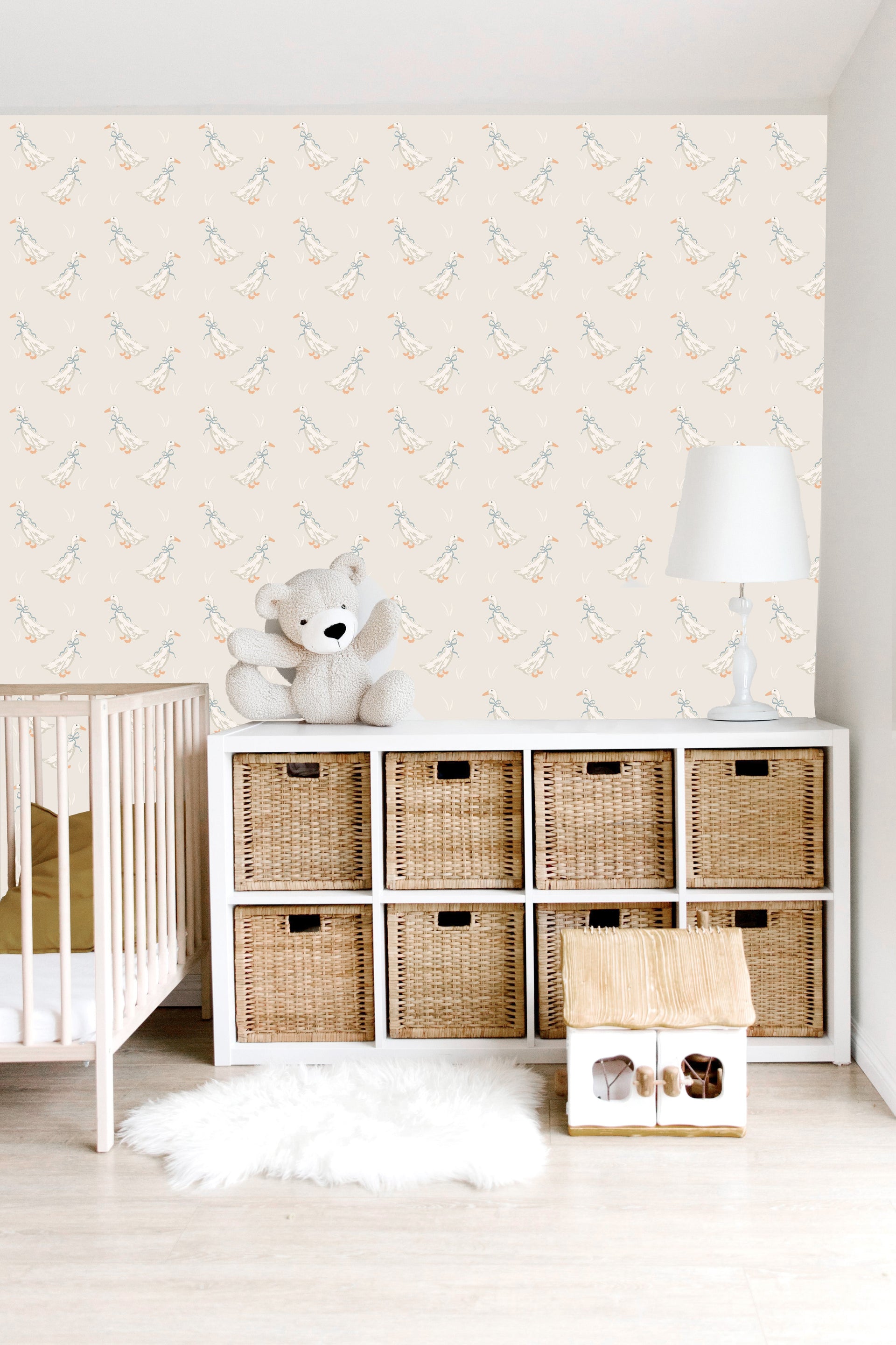 Gable Removable Wallpaper in Sage Green and White