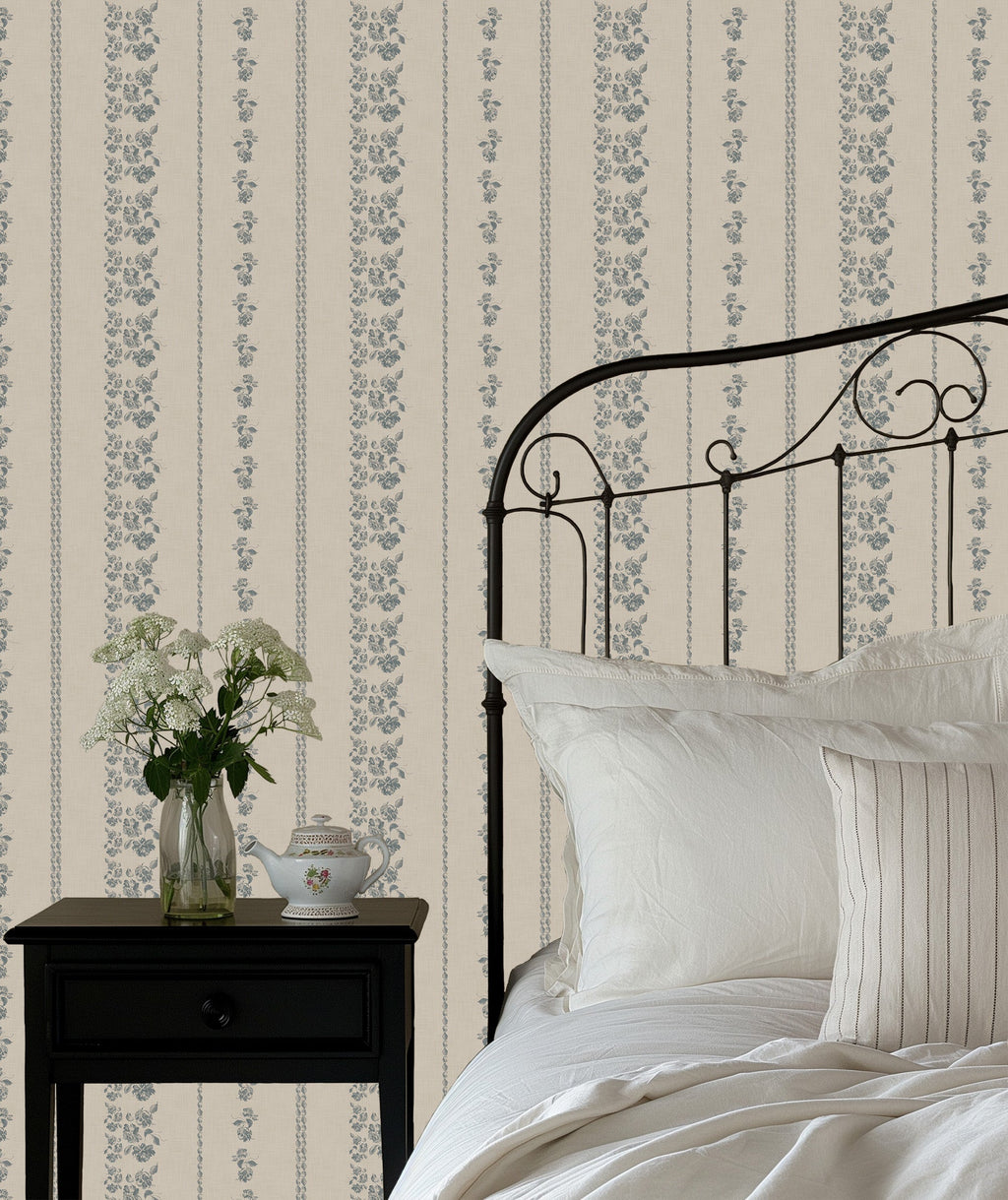 Roselle Stripe Removable Wallpaper in Brown and Cream