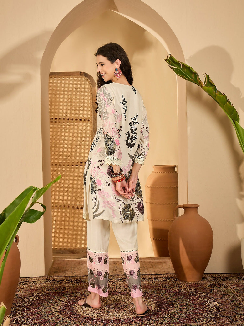 Off White Printed Pure Cotton Co-ord Set