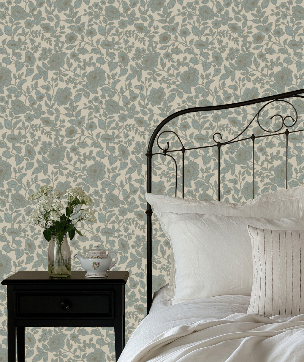 Lorraine Floral Peel and Stick Wallpaper by Daphne and Sage